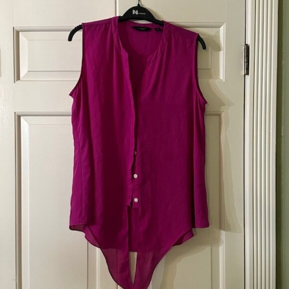 Fuchsia Sleeveless, Button Down Blouse - Picture 1 of 2